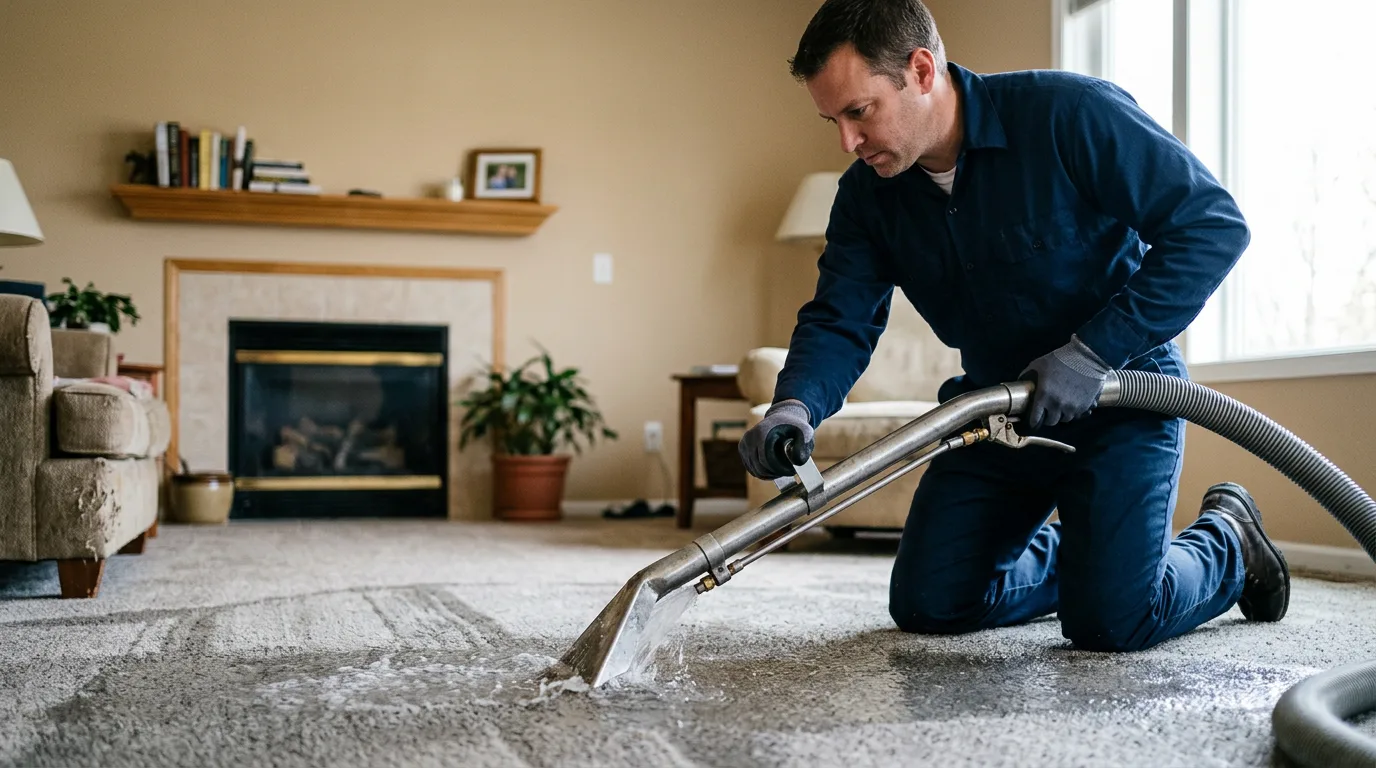 Water damage restoration technician working near Colesburg, IA